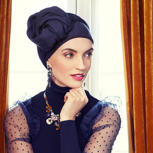 Boho sapphire turban set black iris