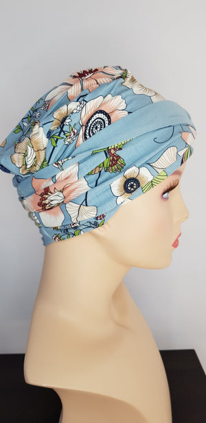 Blue Yoga Turban flower